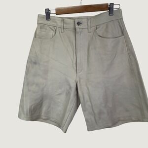 H&M Edition Leather Shorts Size 4 Beige High Waist‎ Minimalist Chic